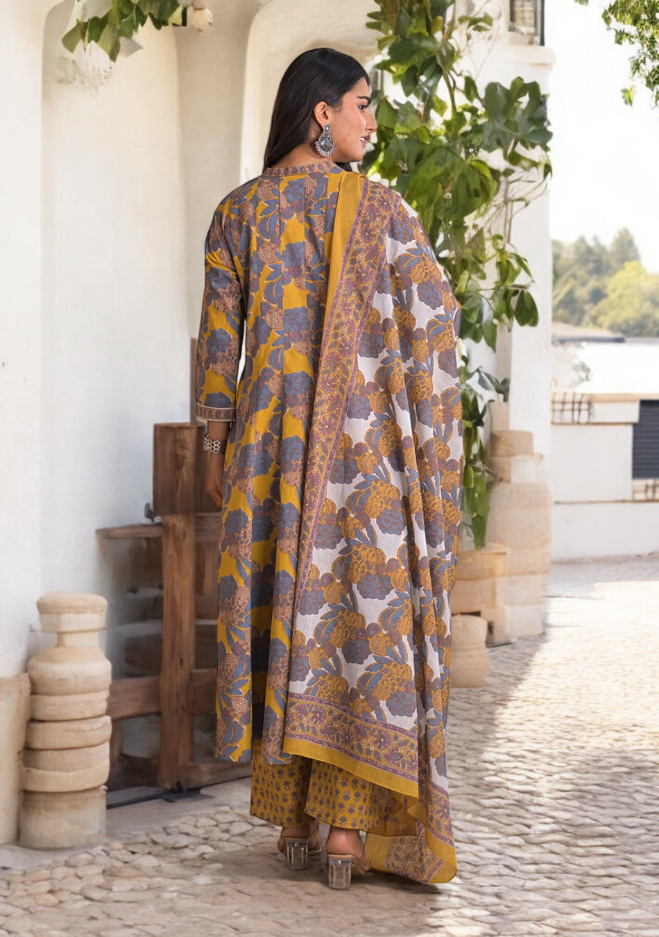 Ammanya Mustard Twilight Bloom Anarkali Set