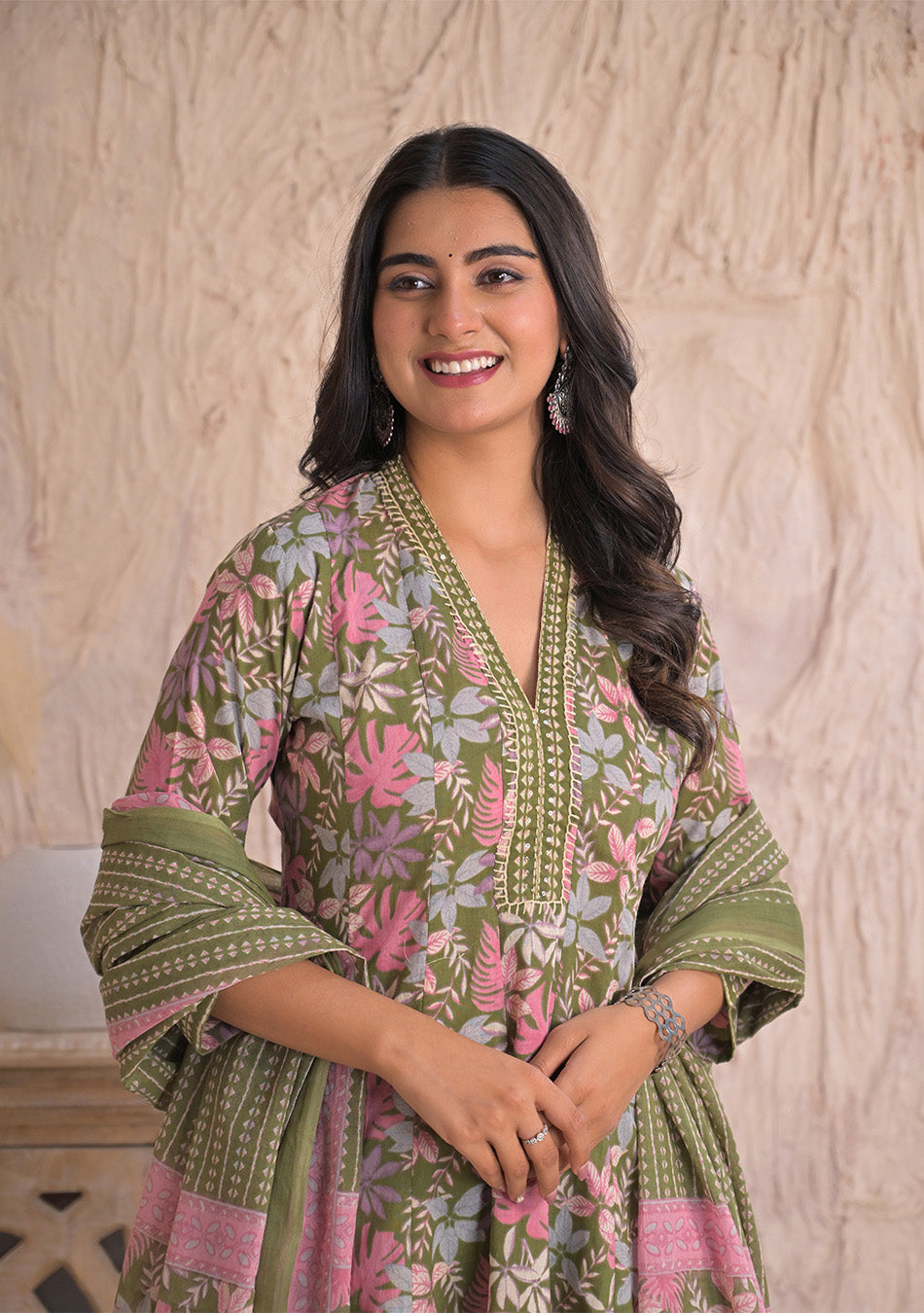 Ammanya Olive Petal Breeze Anarkali Set