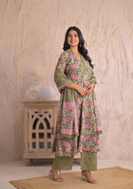 Olive Petal Breeze Anarkali Set