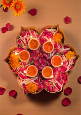 Orange Ceramic Diya - Set of 6