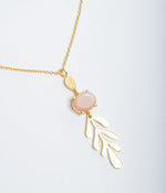 Deep Moonstone Feather Necklace