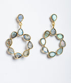 Labradorite Gold-Plated Loop Earrings - Big