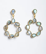 Labradorite Gold-Plated Loop Earrings - Big